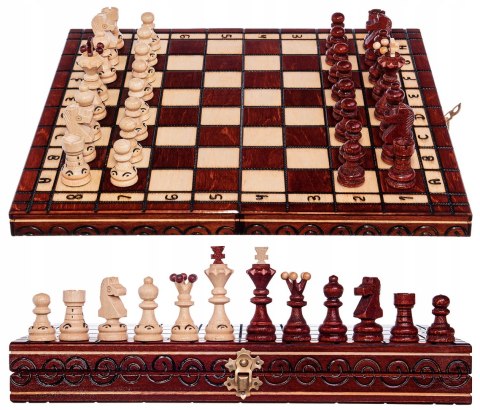 Szachy drewniane PERŁA MAŁA MAHONIOWA 35cm szachownica ozdobne figury szach Szachy drewniane PERŁA MAŁA MAHONIOWA 35cm szachownica ozdobne figury szach